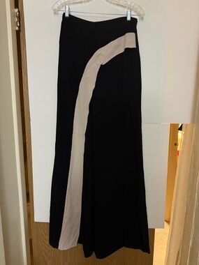 Alexis Black Wide Leg Pant with Cream Curved Panel
